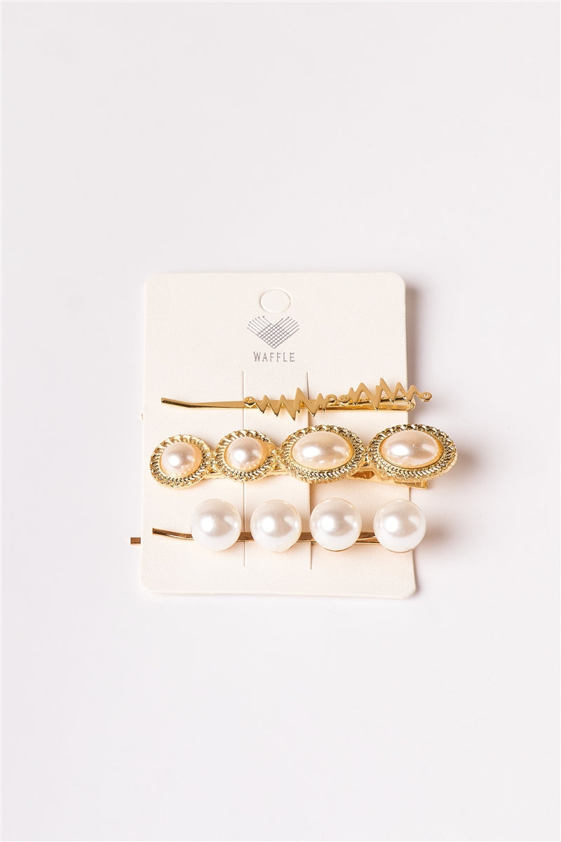 Gold Large Pearled Bobby Pins.
