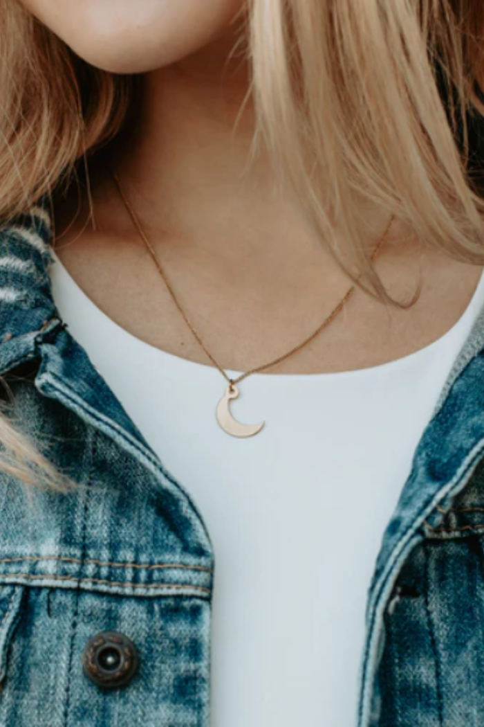 Gold Necklace w/Crescent Pendant
