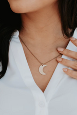 Gold Necklace with Crescent Pendant