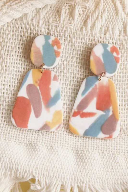 Stylish Geometric Multi Color Drop Earrings.