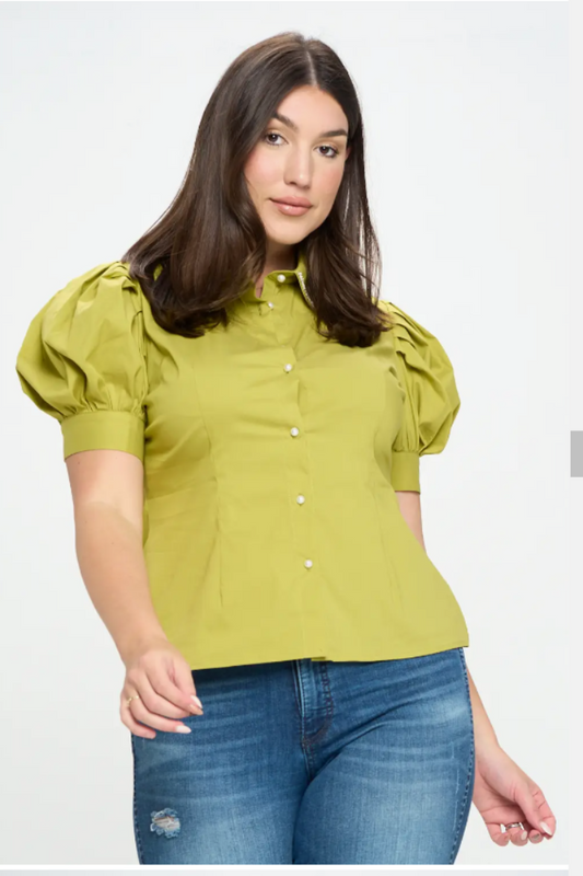 Plus size Rhinestone Collar Shirt.