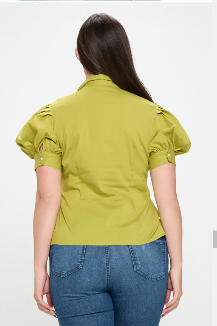 Plus size Rhinestone Collar Shirt.