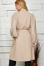 Waist Tie Button Detailed Trench Coat.