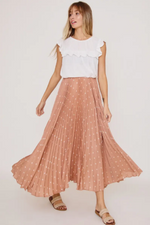 Diamond Dot Print Pleated Maxi Skirt