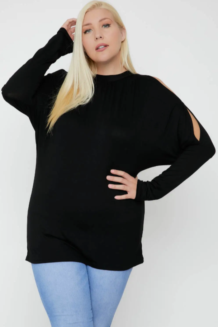 Solid Cutout Sleeves Top