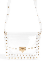 Clear Cross Body Bag With Gold Studded Accents