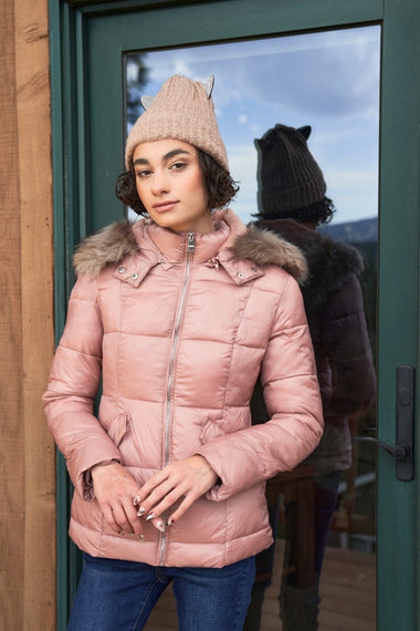 Mauve Faux Fur Water Resistant Jacket.