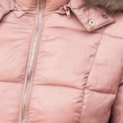 Mauve Long Sleeve Faux Fur Hood Water Resistant Finish Jacket