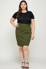 Asymmetrical Pencil Skirt With Buttons
