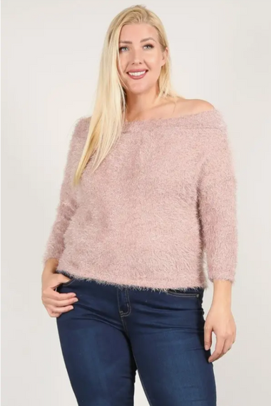 Plus Size Faux Mink Sweater Top.