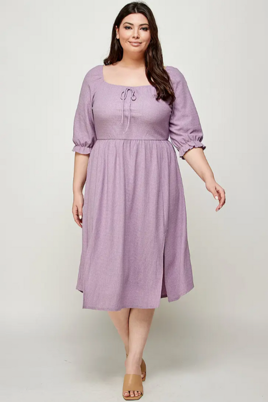 Plus Size Square Neck Midi Dress