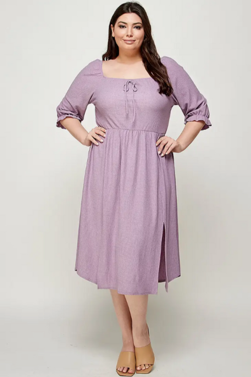 Plus Size Square Neck Midi Dress