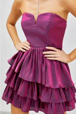 Open Shoulder Ruffle Mini Dress