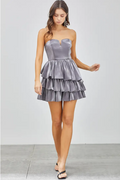 Open Shoulder Ruffle Mini Dress