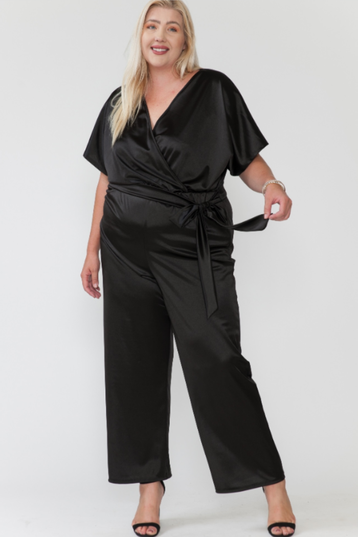 Plus Size V Neck Wide Fit Jumpsuit