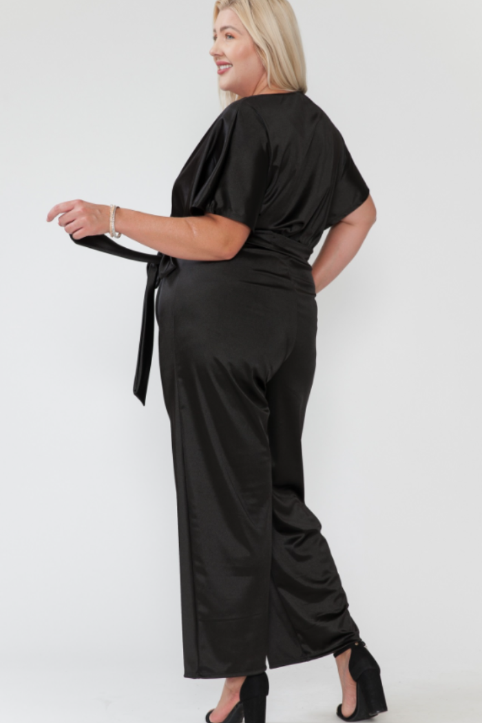 Plus Size V Neck Wide Fit Jumpsuit