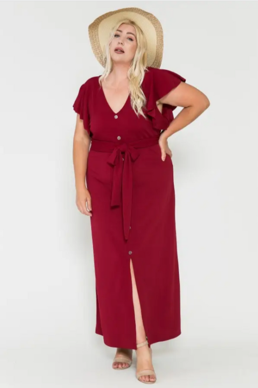 Plus Size V Neck Maxi Dress