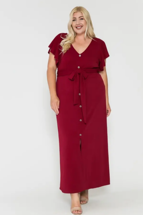 Plus Size V Neck Maxi Dress