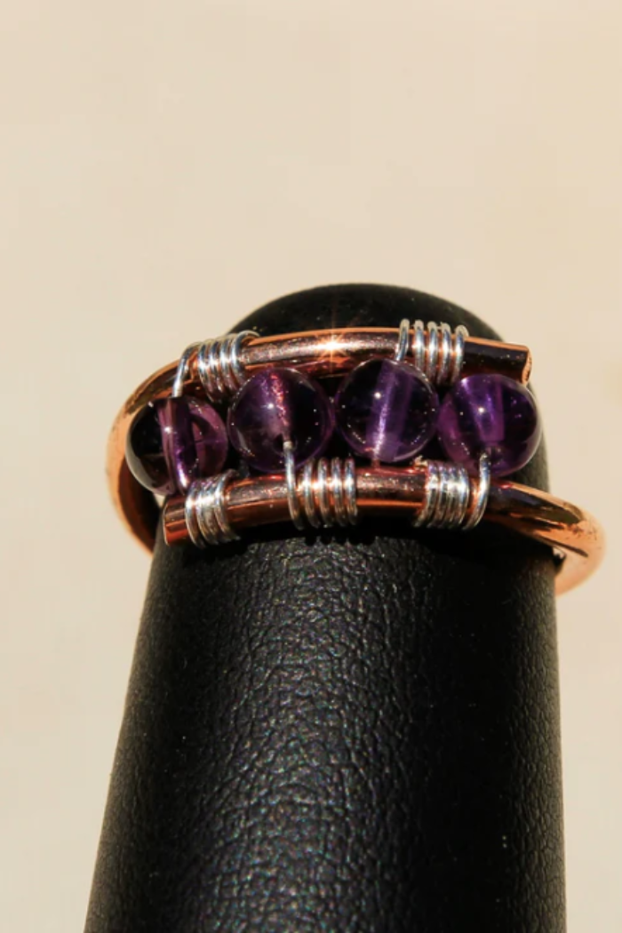 Copper Rings with Fine Stones.