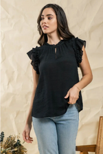 Flutter Sleeve Solid Woven Top
