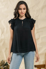 Flutter Sleeve Solid Woven Top