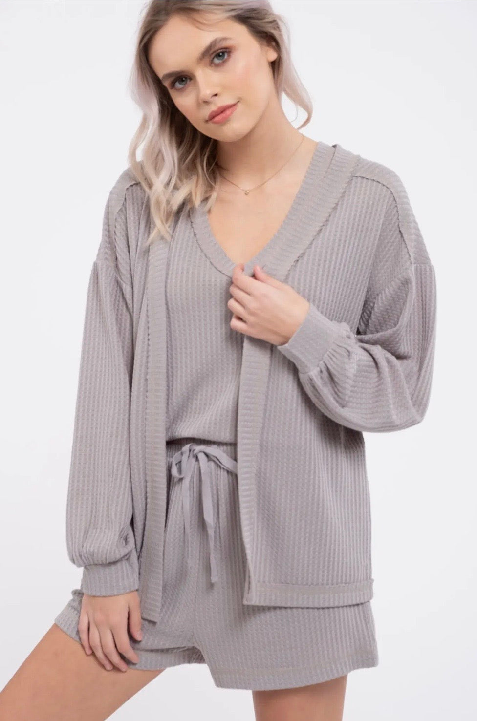 Reverse Stitched Open Front Cardigan