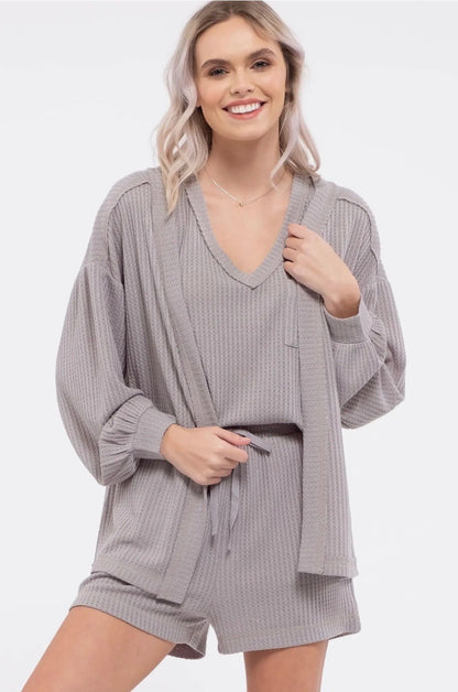 Reverse Stitched Open Front Cardigan