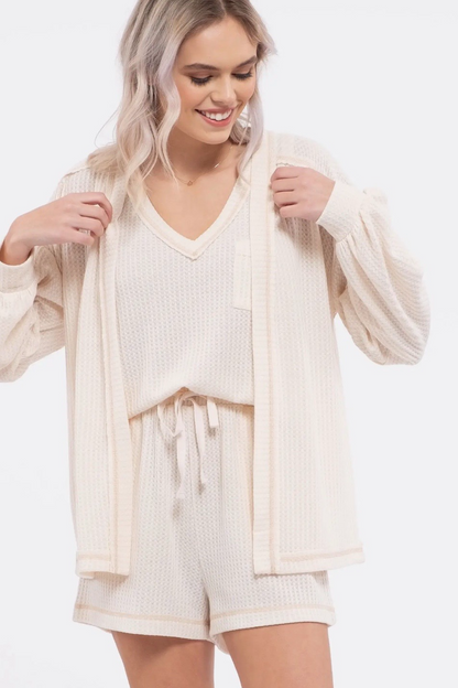 Reverse Stitched Open Front Cardigan