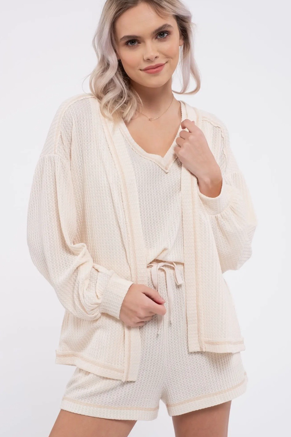 Reverse Stitched Open Front Cardigan