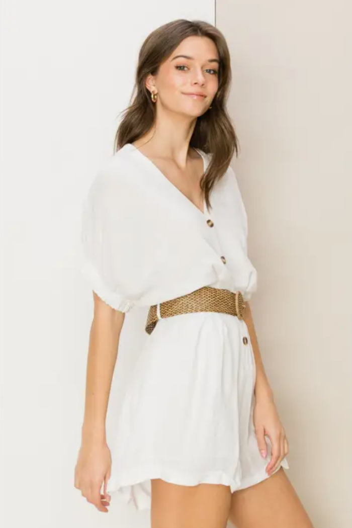 Stayin Stylish Button-Front Belted Romper