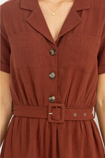 Comfy Cutie Button-Front Belted Romper