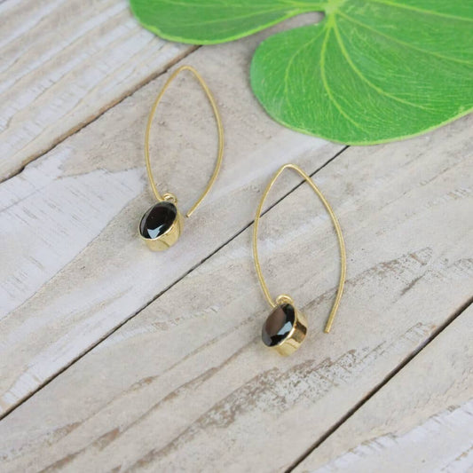 Brass Stone Drop Earring.