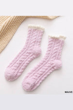 Two Tone Solid Color Plush Socks.