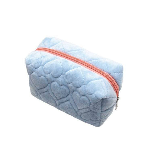 Quilted Hearts Cosmetic Bag: Blue