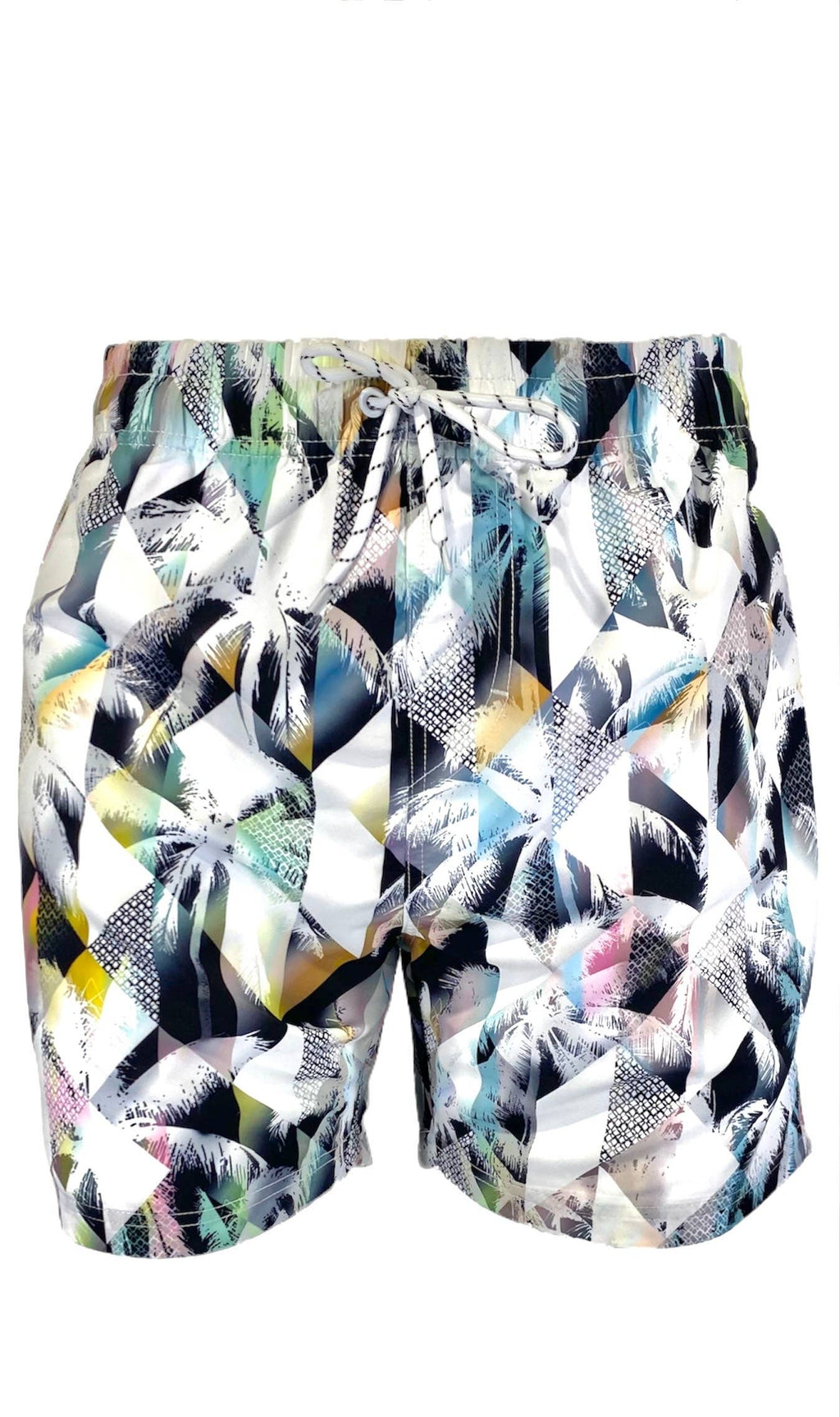 Men's Swim Short-Multi Grid Palms.