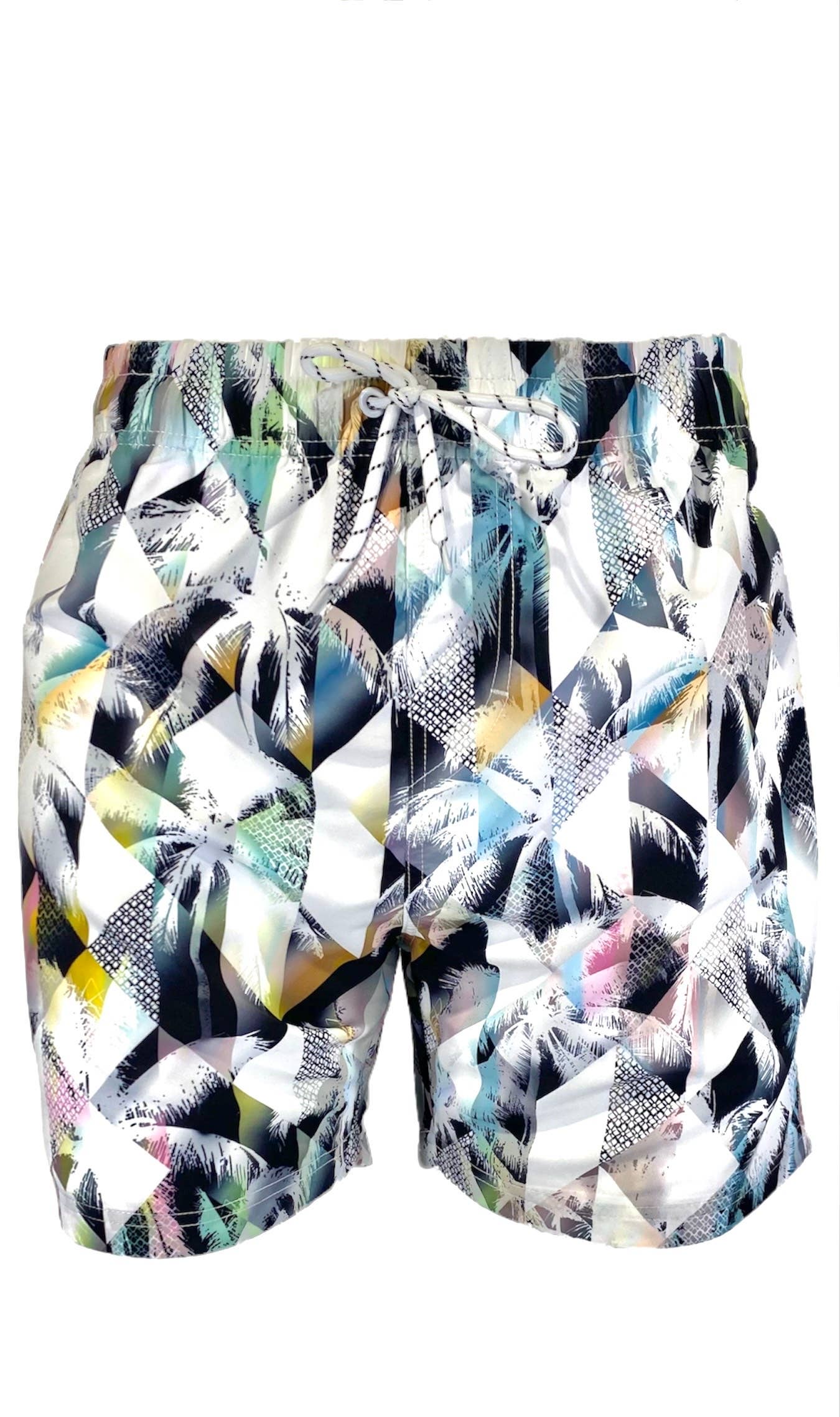 Men's Swim Short-Multi Grid Palms.