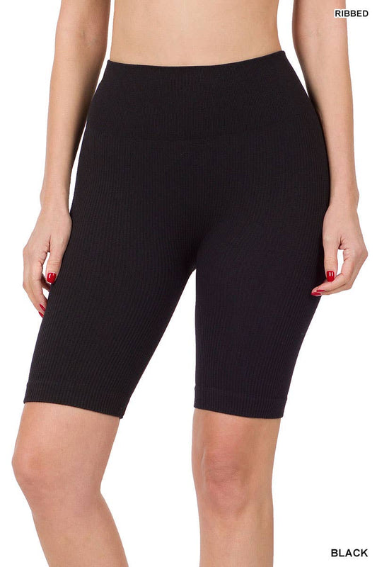 Seamless Ribbed High Waist Biker Shorts.