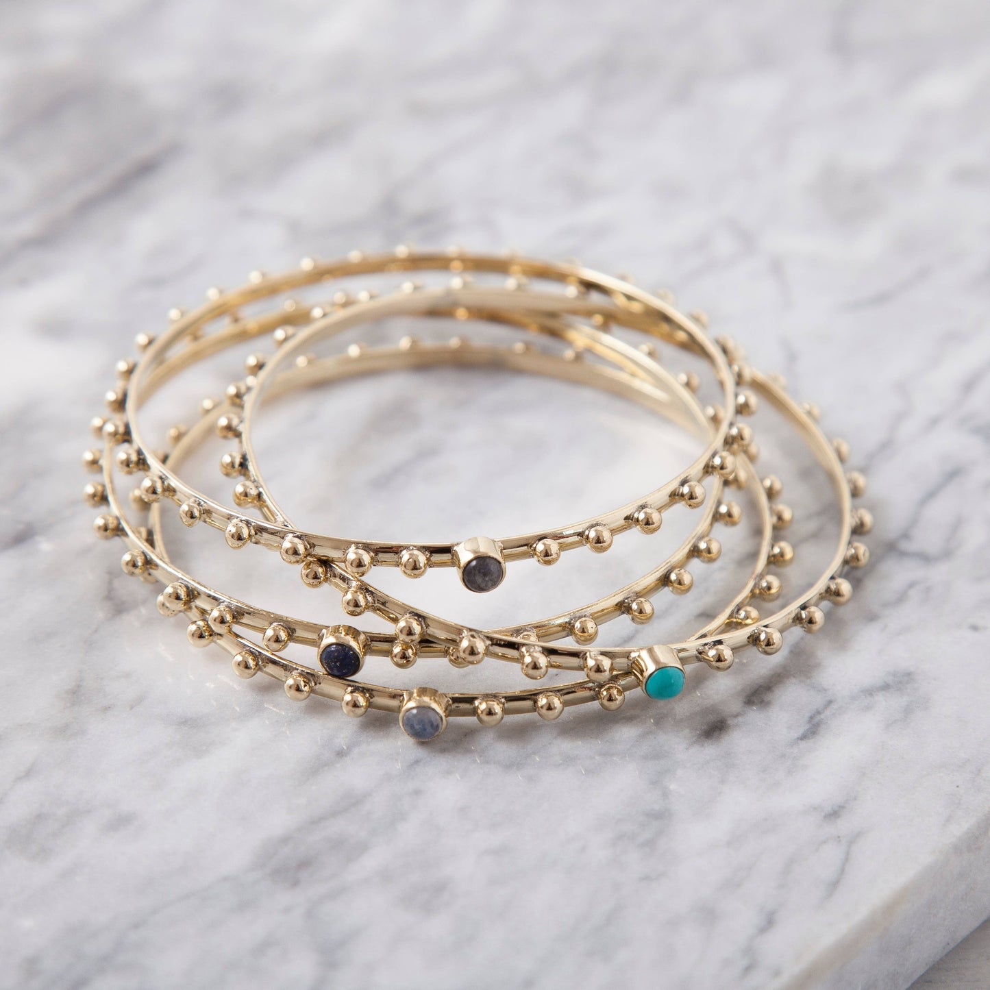 Brass Studded Bangle Bracelet.