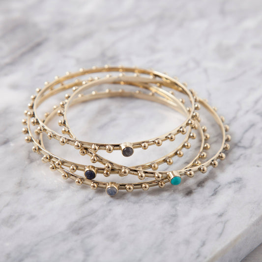 Brass Studded Bangle Bracelet.