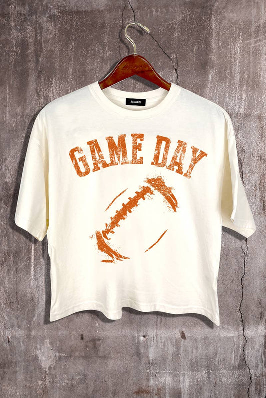 Game Day Football Graphic Crop Tee.