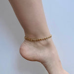 Anklet w/Faceted Glass & Brass Accent Beads