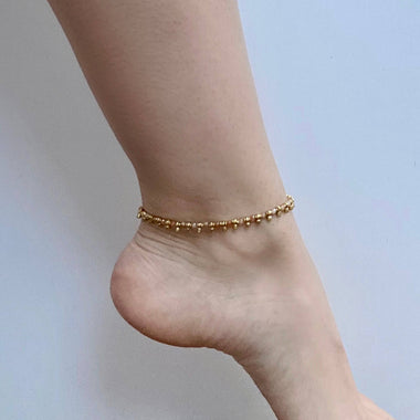 Anklet with Faceted Glass and Brass Accent Beads