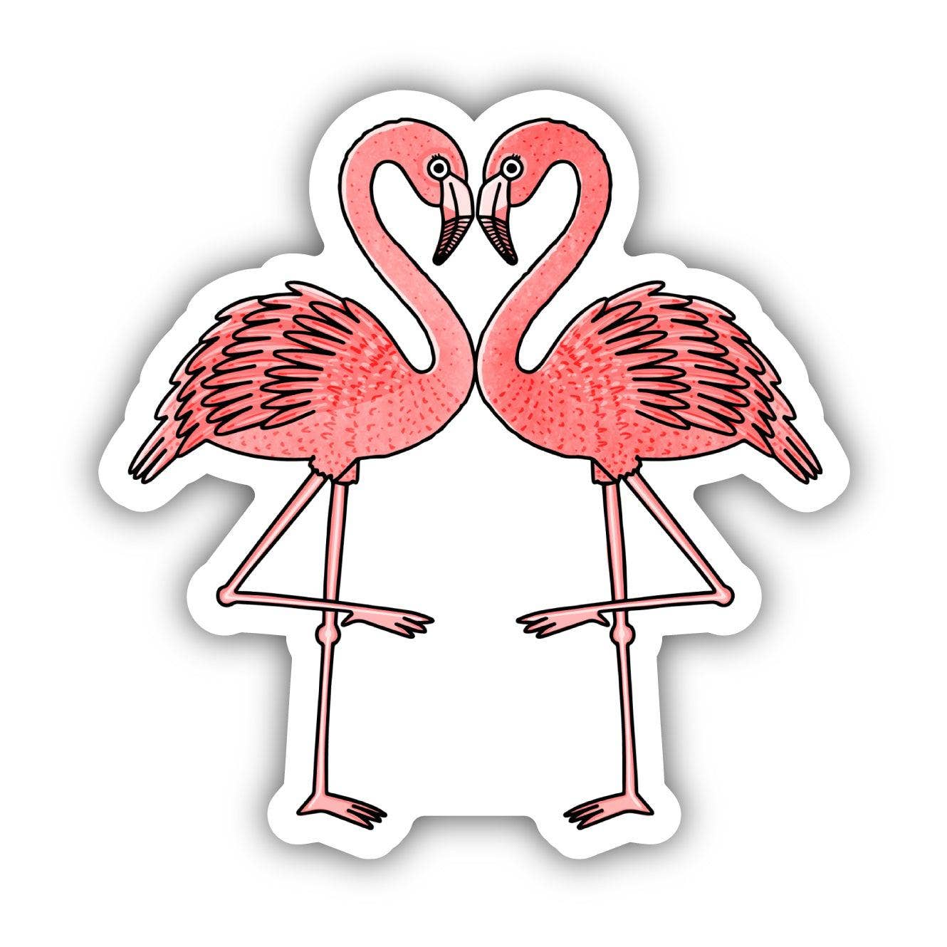 Pink Flamingos Heart Sticker.