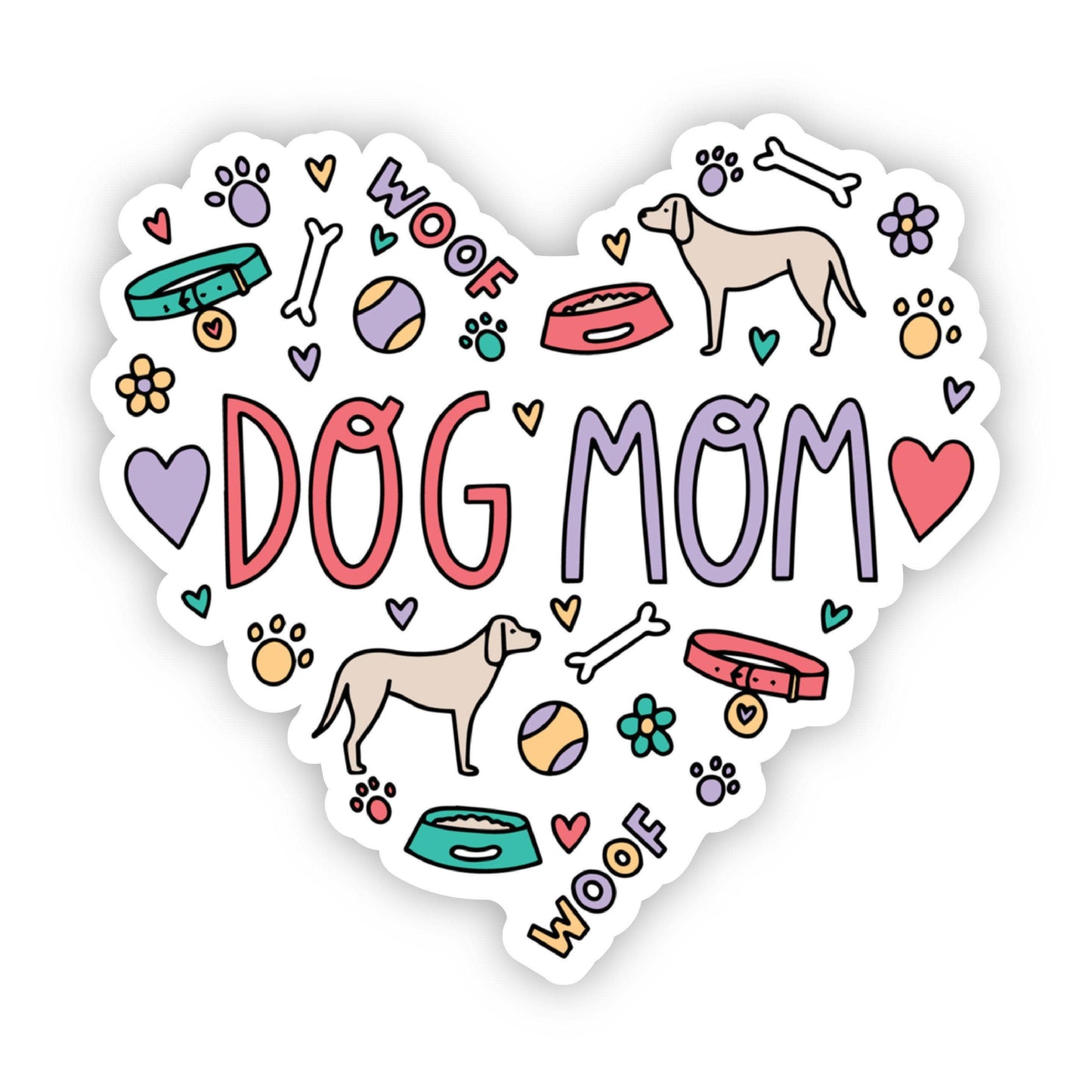 Dog Mom Heart Sticker.